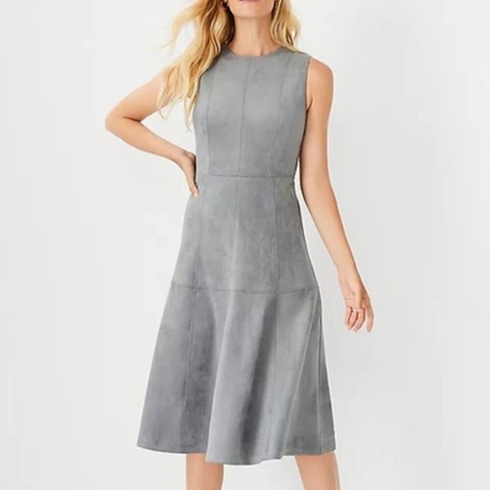 New Ann‎ Taylor Suede Grey Midi Dress
